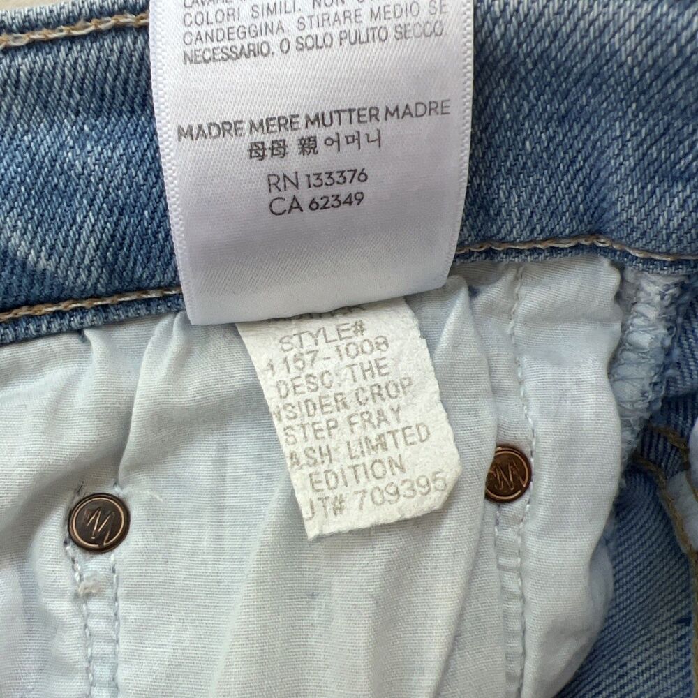 Mother The Insider Women's Crop Step Fray Jeans Size 31 Light Wash Limited !! - Picture 5 of 9
